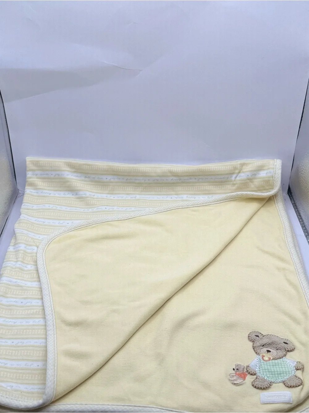 Vintage Carters Baby Bear Pacifier Blanket Reversible Embroidered Blanket